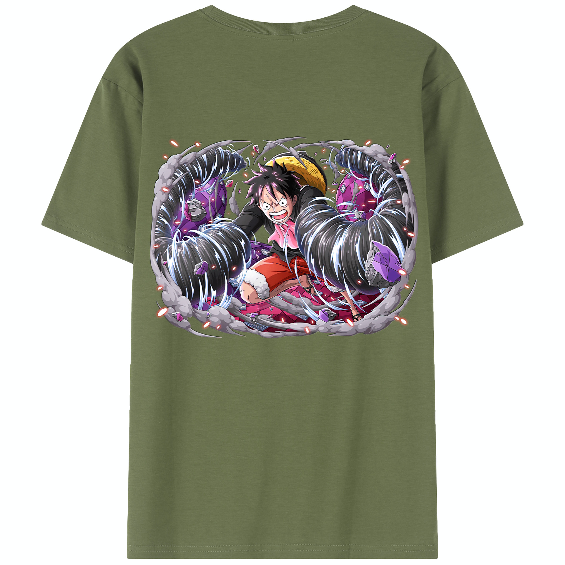 ワンピース モンキー・D・ルフィ ONE PIECE Monkey D. Luffy 綿100％半袖Tシャツ（背面プリント）
